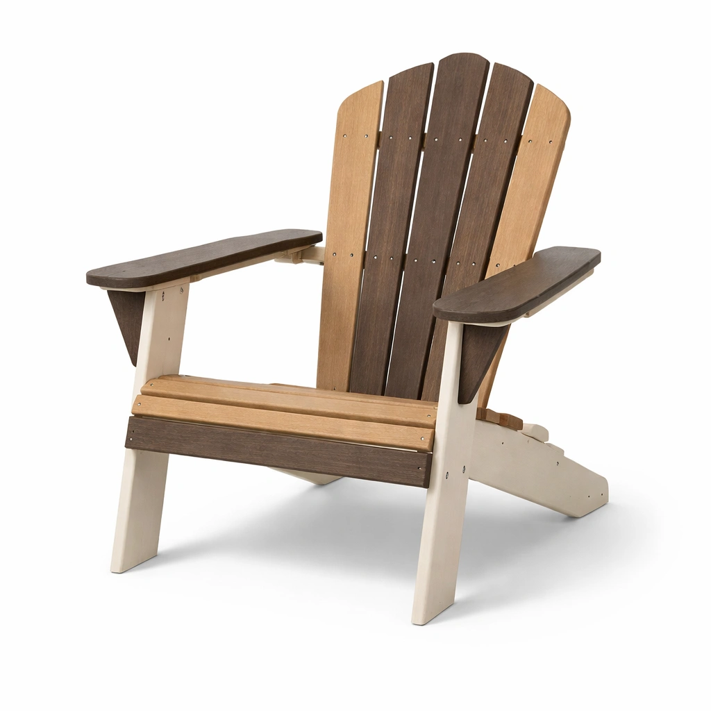 Silla Adirondack de polietileno reciclado marrón y beige-roomzano