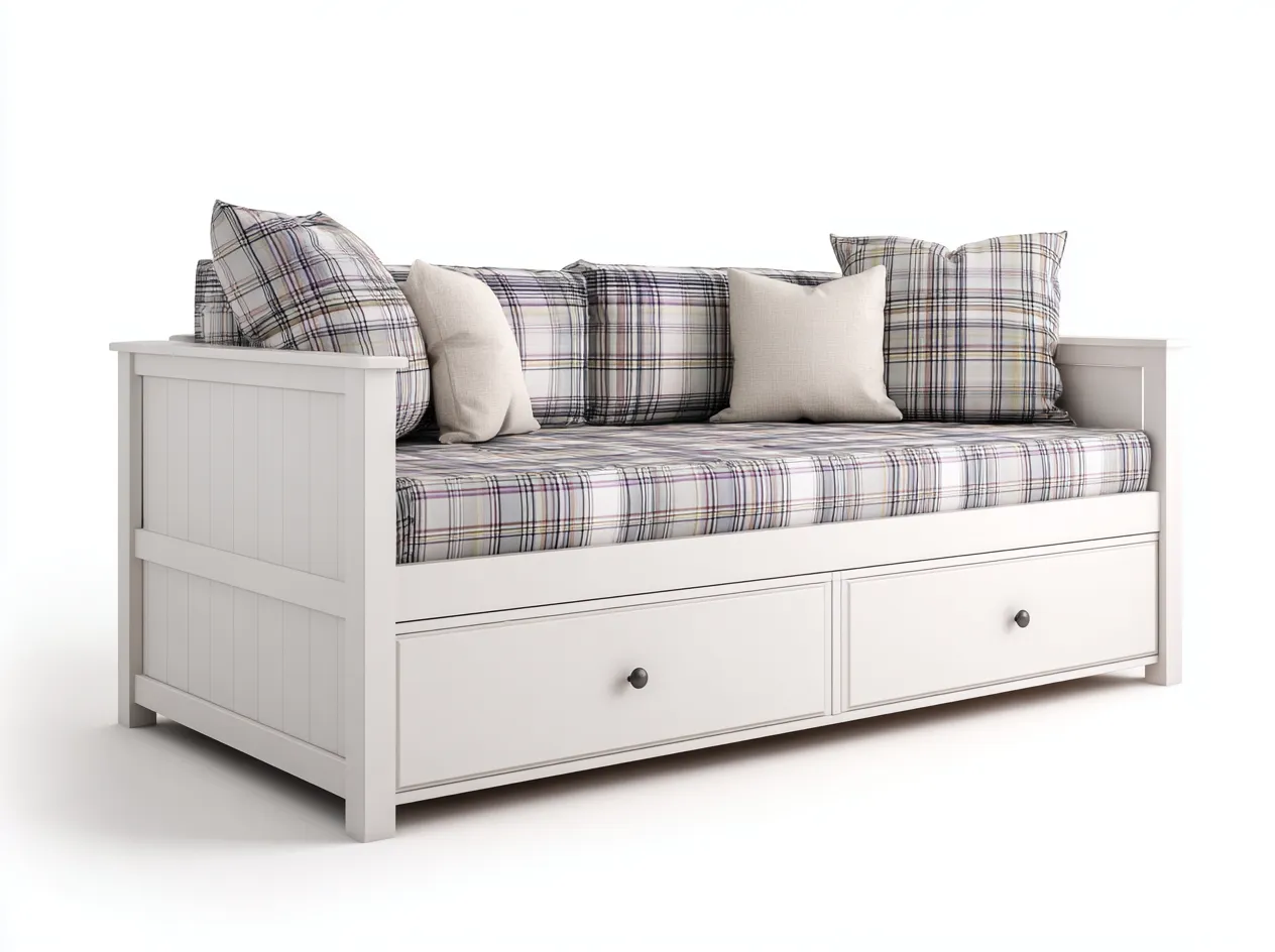 Sofa z funkcją spania-drewno-tkanina-216x97x91 cm-biały-beżowy-klasyczny-Midorvaroom