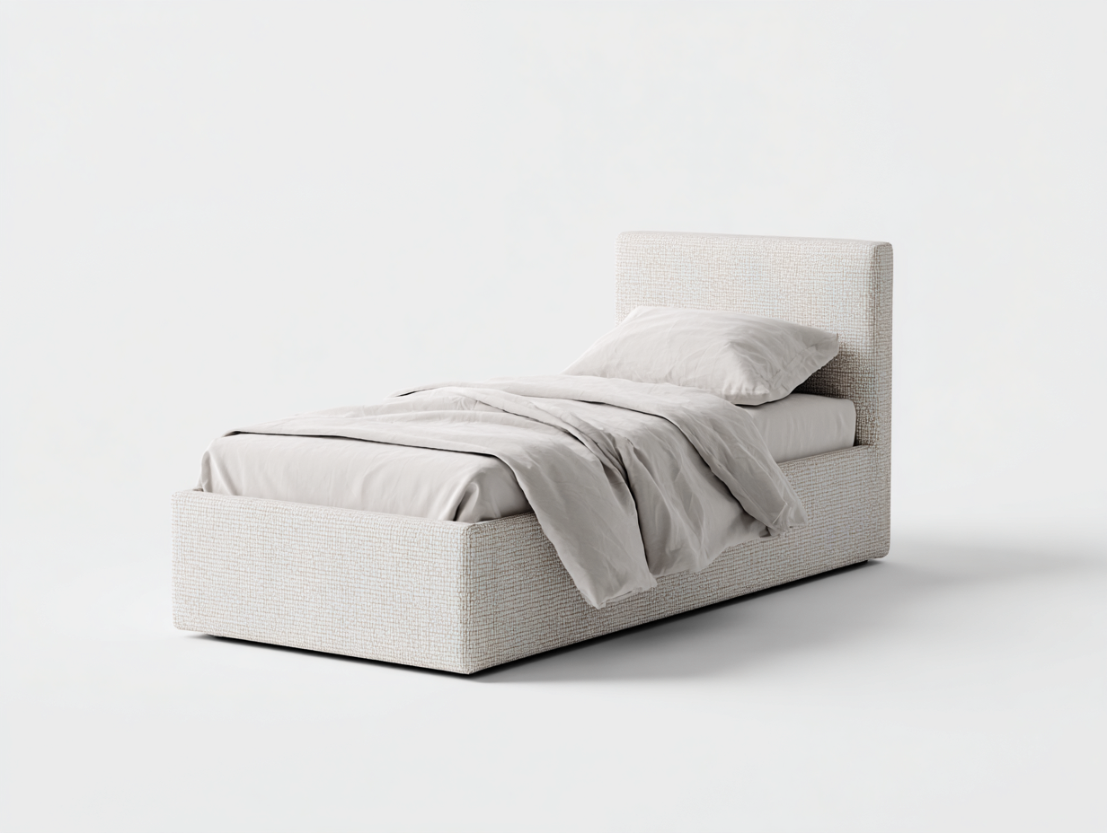 Łóżka pojedyncze - drewno-MDF-tkanina - 208x95x114 cm - jasnobeżowy - nowoczesny styl-Midorvaroom