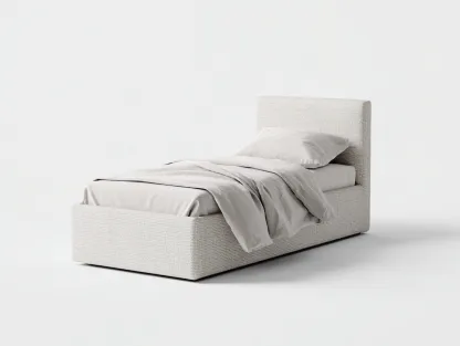 Łóżka pojedyncze - drewno-MDF-tkanina - 208x95x114 cm - jasnobeżowy - nowoczesny styl-Midorvaroom