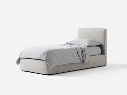 Łóżka pojedyncze - drewno-MDF-tkanina - 214x98x113 cm - jasnoszary - współczesny styl-Midorvaroom