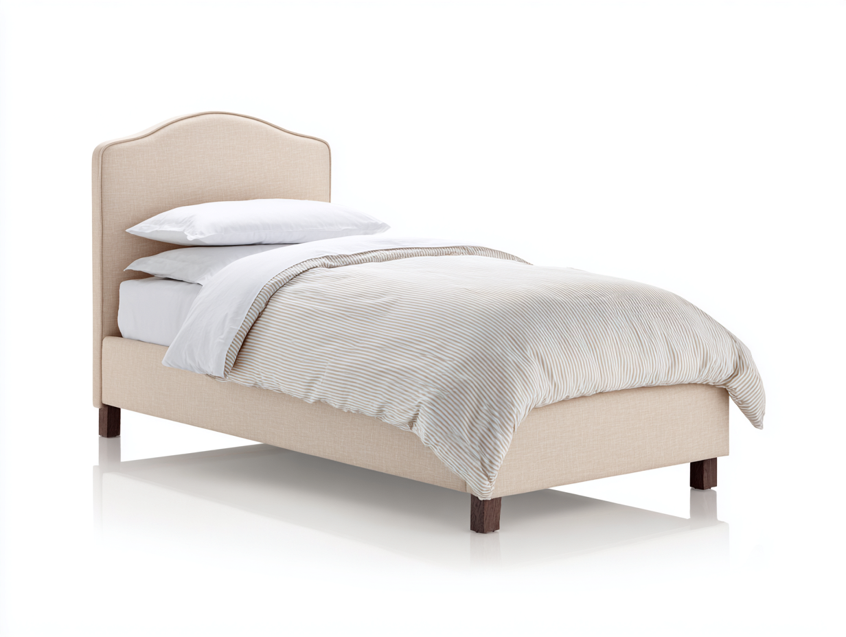 Łóżka pojedyncze - drewno-MDF-tkanina - 206x98x118 cm - beżowy - klasyczny styl-Midorvaroom