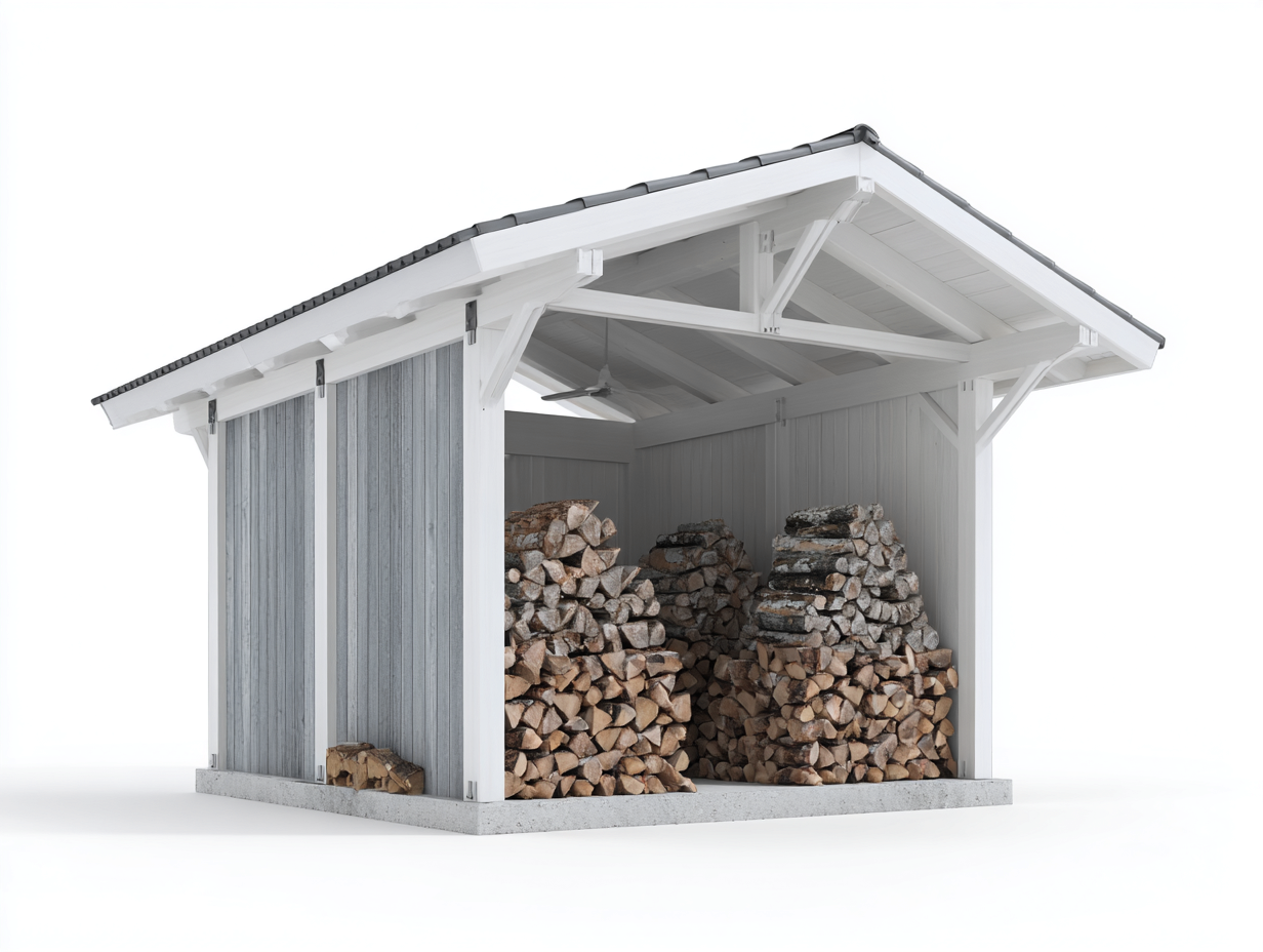 Drewutnie - drewno - 300x172x220 cm - biały-szary - nowoczesny-Midorvaroom