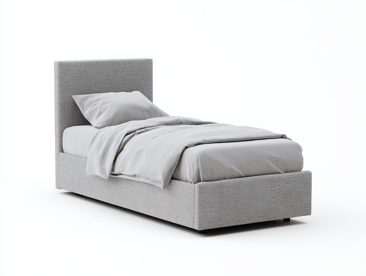 Łóżka pojedyncze - drewno-MDF-tkanina - 210x97x116 cm - jasnoszary - nowoczesny styl-Midorvaroom