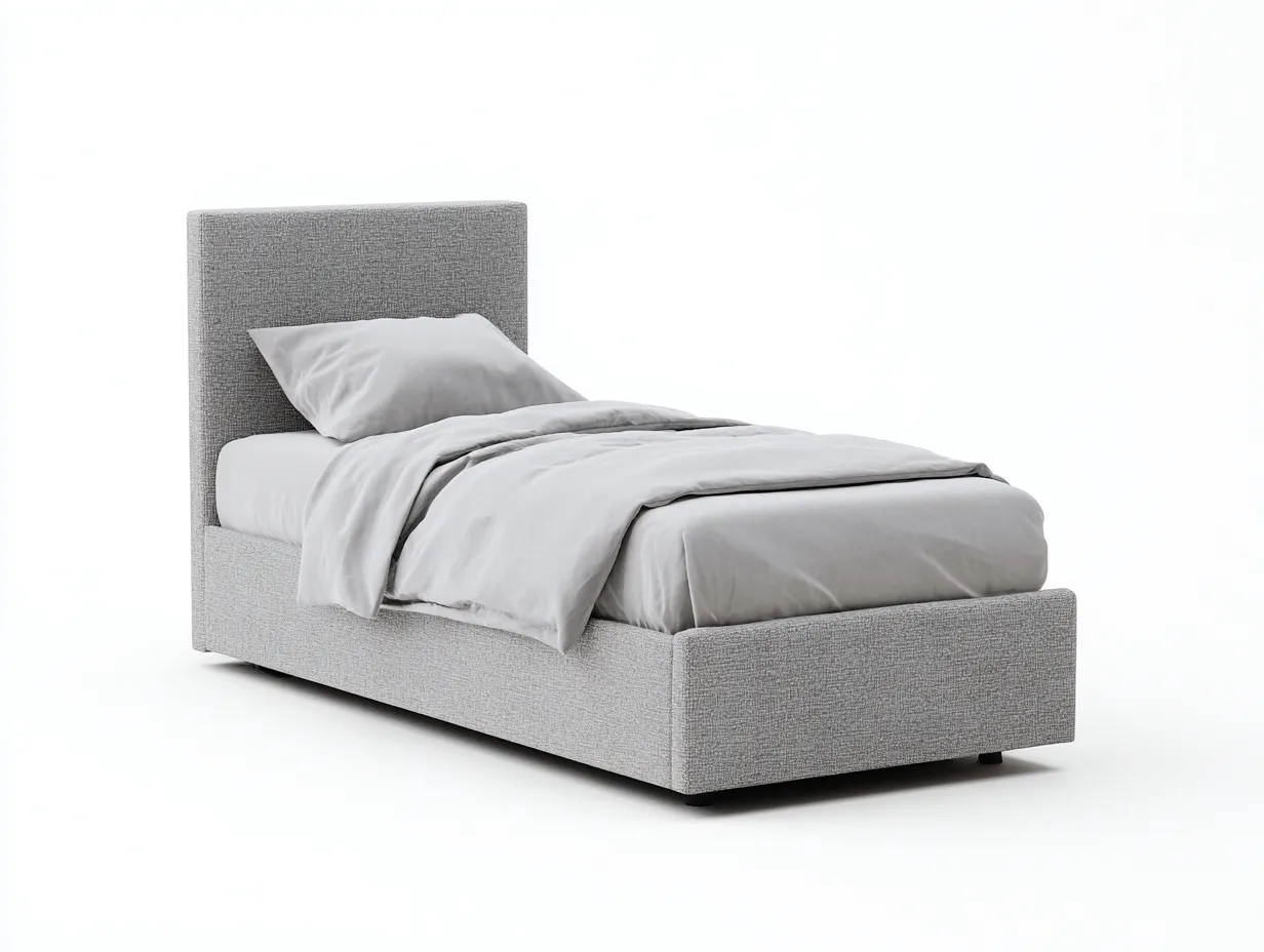 Łóżka pojedyncze - drewno-MDF-tkanina - 210x97x116 cm - jasnoszary - nowoczesny styl-Midorvaroom