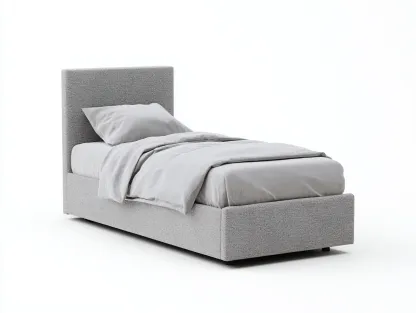 Łóżka pojedyncze - drewno-MDF-tkanina - 210x97x116 cm - jasnoszary - nowoczesny styl-Midorvaroom