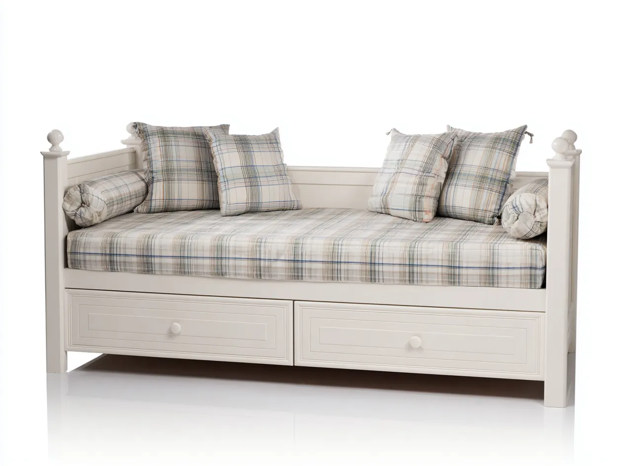 Sofa z funkcją spania-drewno-tkanina-217x97x94 cm-biały-niebieski-klasyczny-Midorvaroom