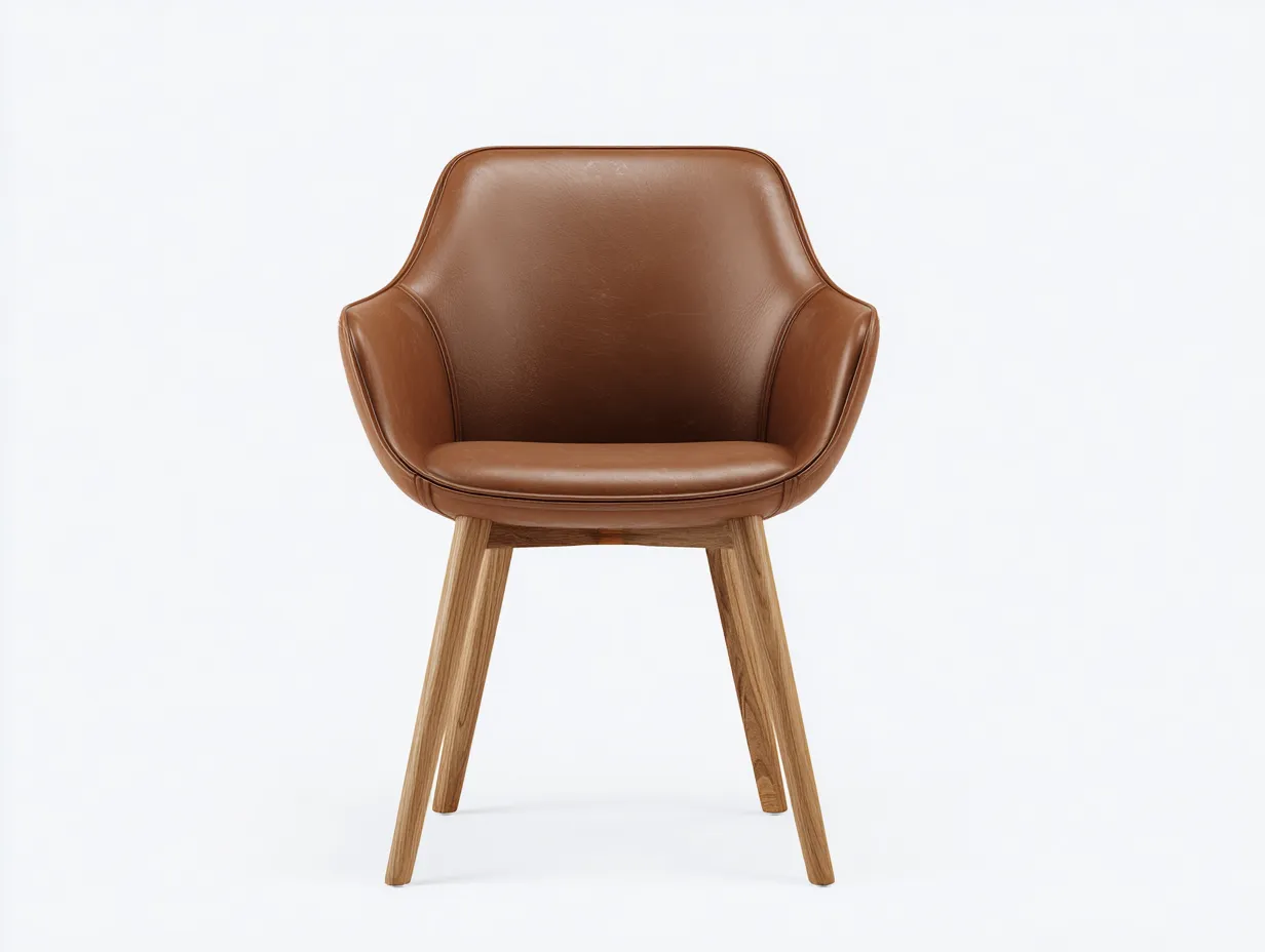 Sedia da pranzo - Pelle sintetica-Legno - 53x60x82 cm - Marrone caldo - Stile moderno-Viraradecor