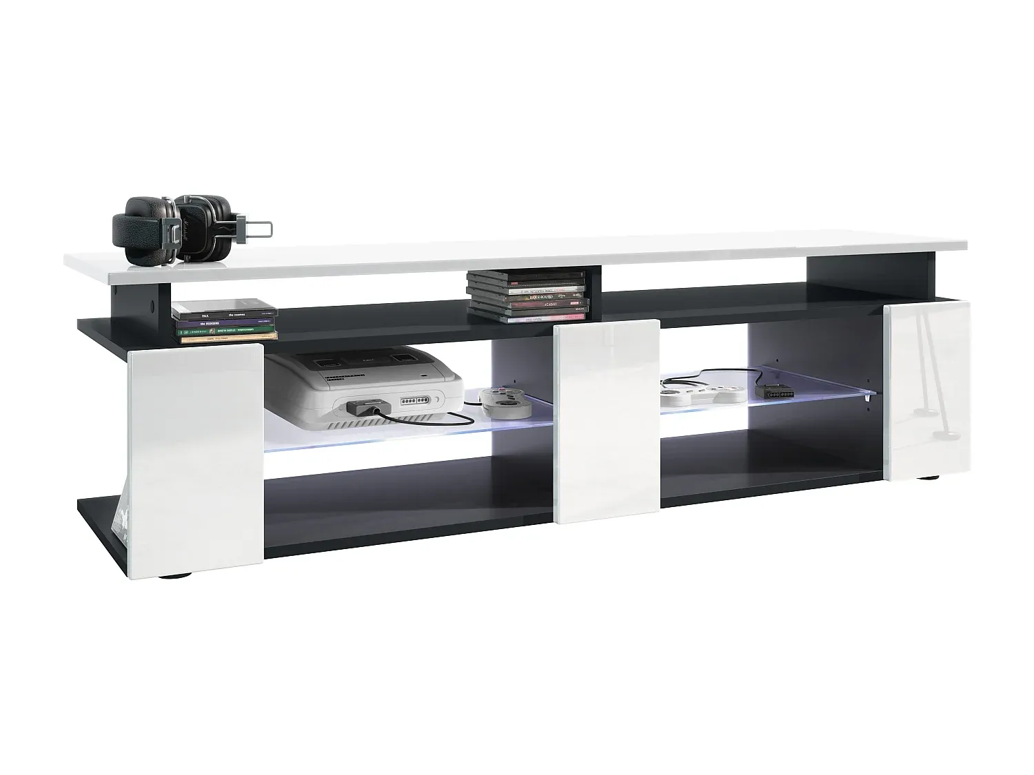 Lowboard mit Hochglanz-Oberfläche in Creme