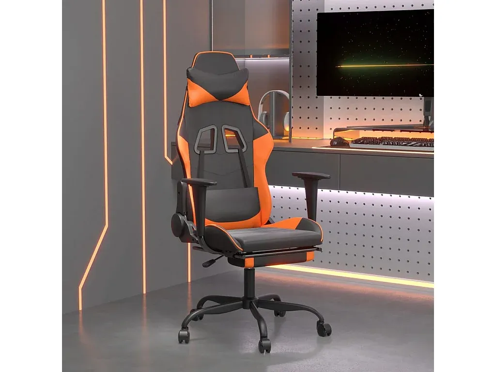 Ergonomischer Gaming-Stuhl mit Massagefunktion und Fußstütze aus Kunstleder