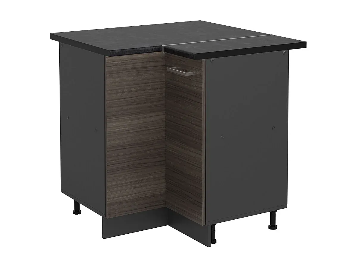 Schwarzer Hochglanz-Eckunterschrank mit großem Stauraum