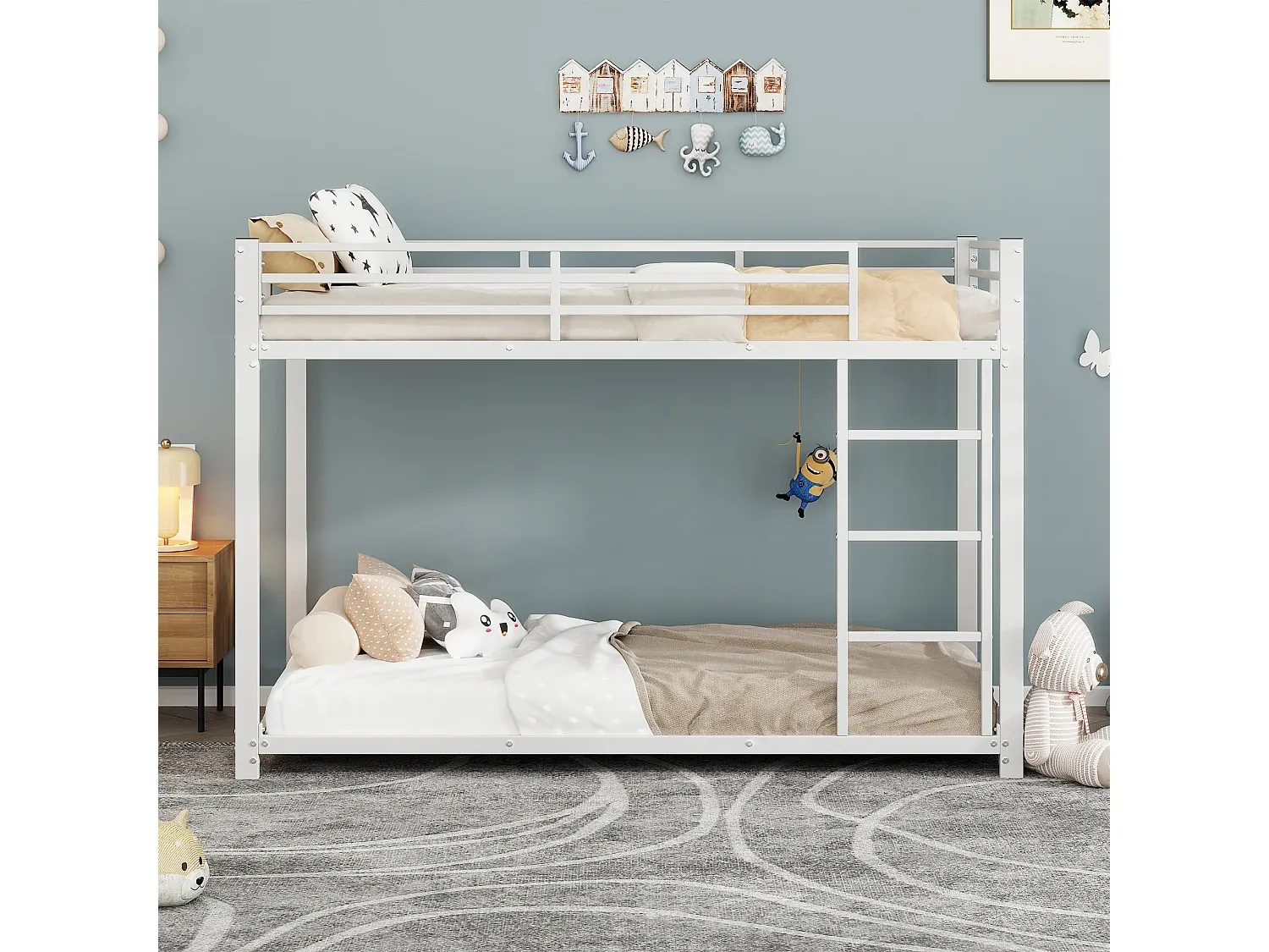 Klassisches Etagenbett aus Metall für Kinder – 2 x 90 x 200 cm – Schwarz
