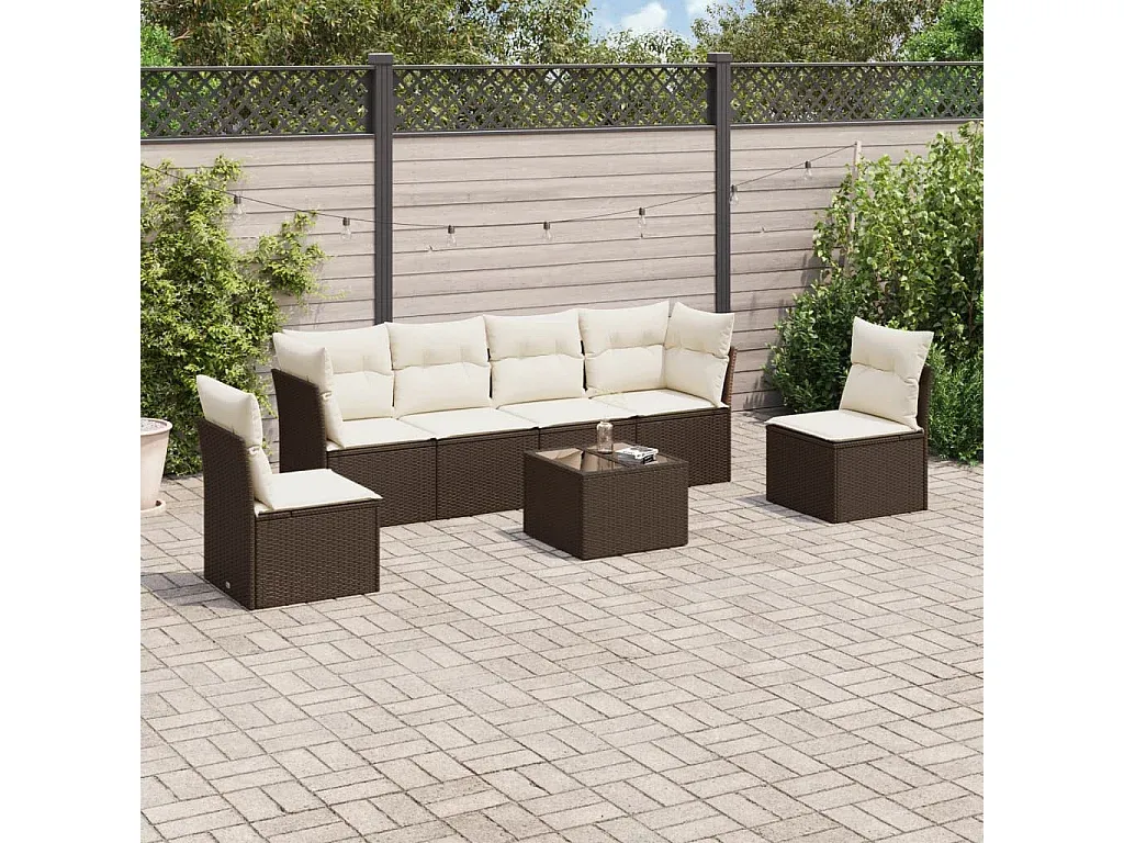 Hochwertige Gartensofagarnitur mit Kissen, Braun, Poly Rattan