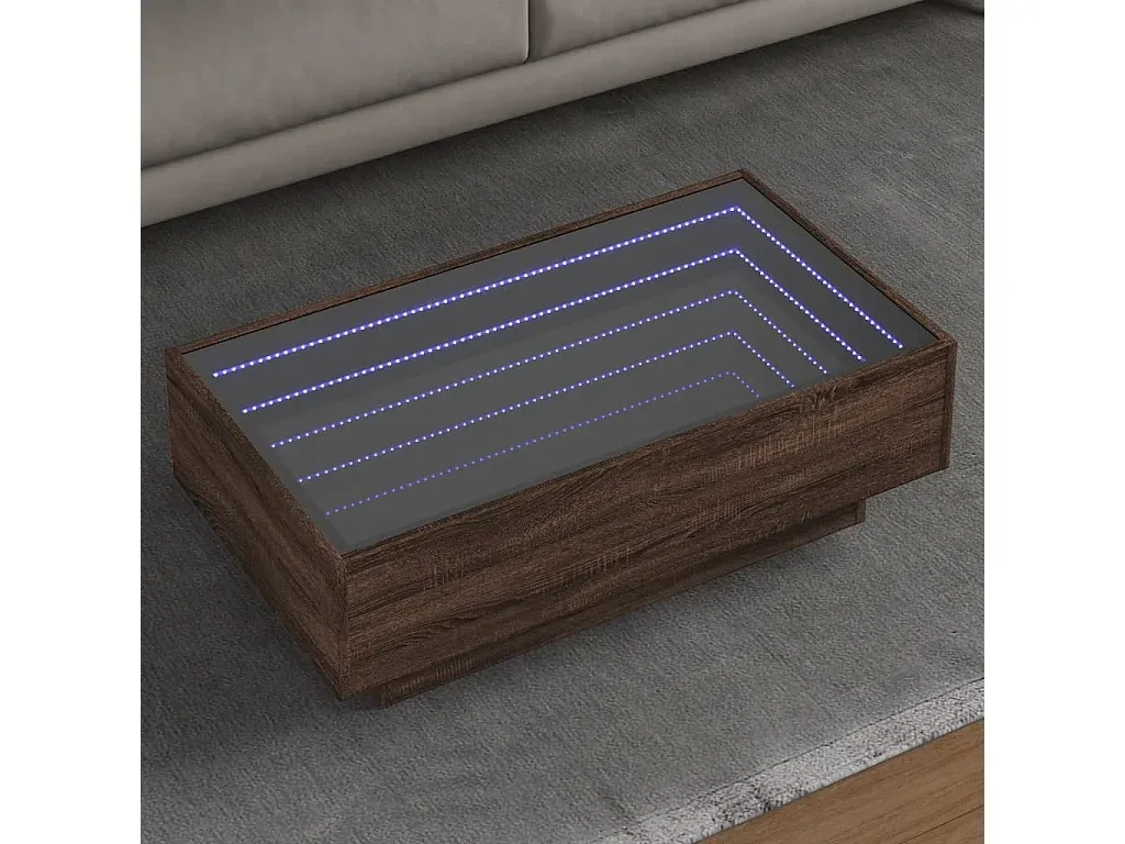 Moderner LED-Wohnzimmertisch in Eichenoptik