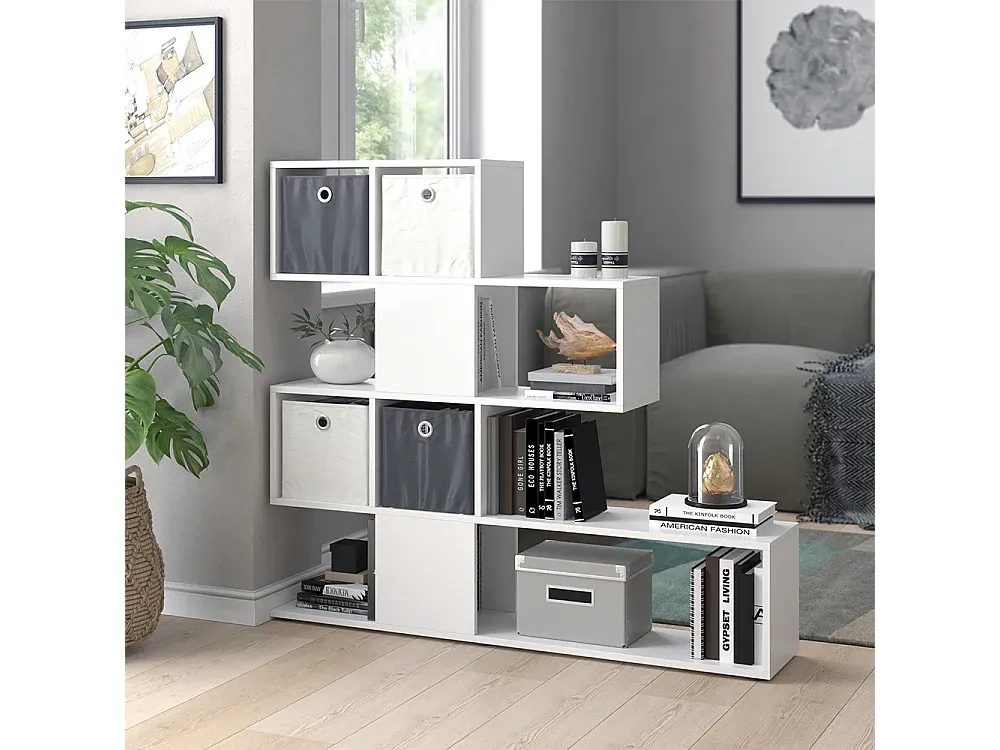 Moderner Weißer Raumtrenner mit Regalfächern