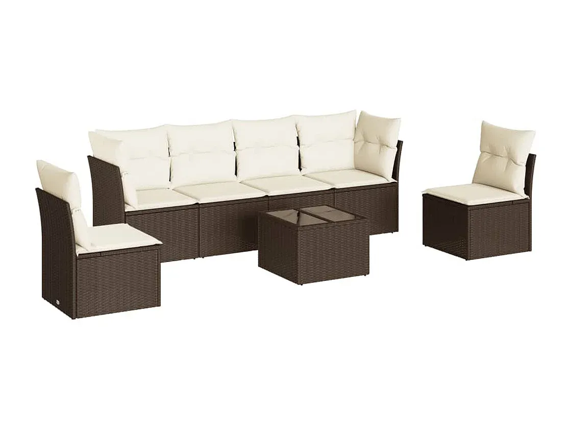 Hochwertige Gartensofagarnitur mit Kissen, Braun, Poly Rattan