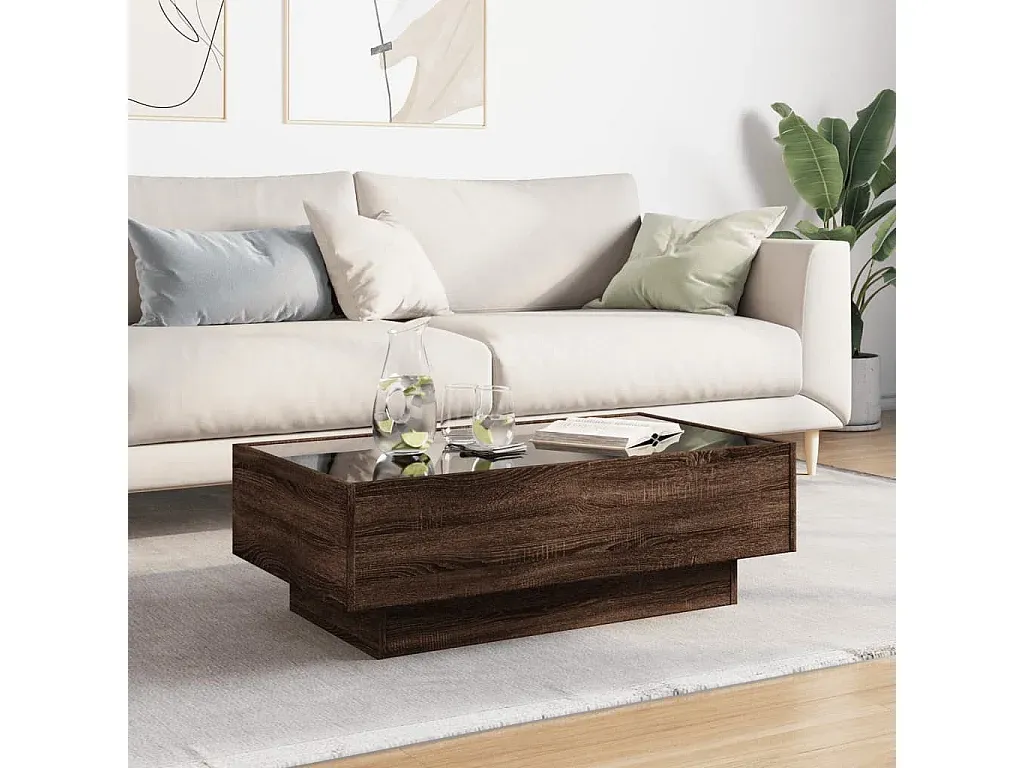 Moderner LED-Wohnzimmertisch in Eichenoptik