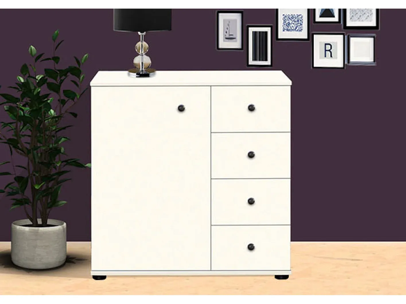 Moderne Kombikommode in Weiß 81x41x83 cm