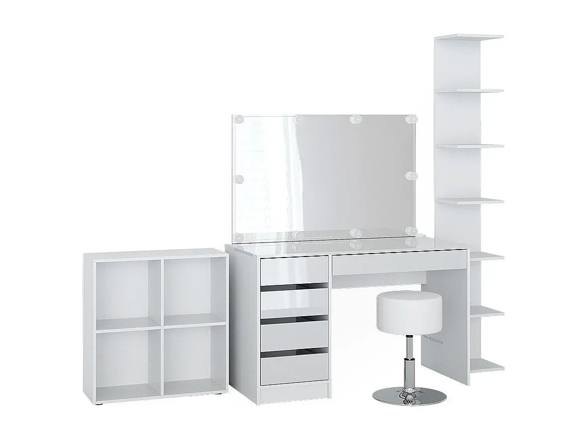 Eleganter Schminktisch in Weiß mit Spiegel