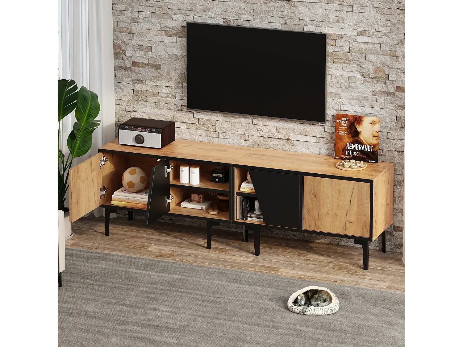 Wohnzimmer TV-Schrank mit Stauraum und stabilem Design