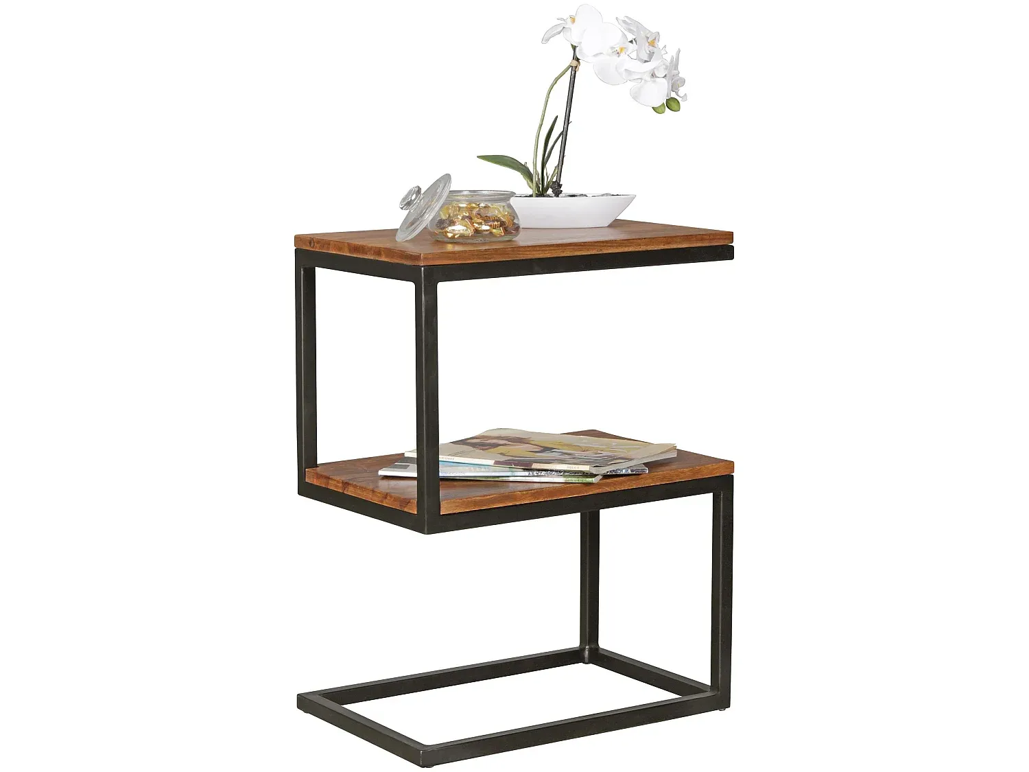 Beistelltisch aus Holz und Metall im Landhausstil