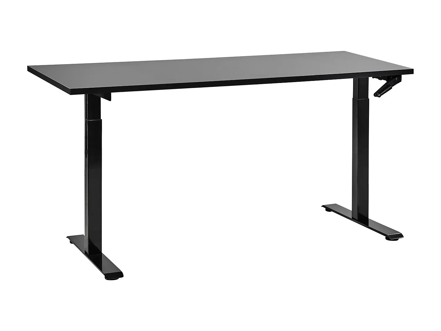 Höhenverstellbarer Kurbel-Schreibtisch, schwarz, 160x72 cm