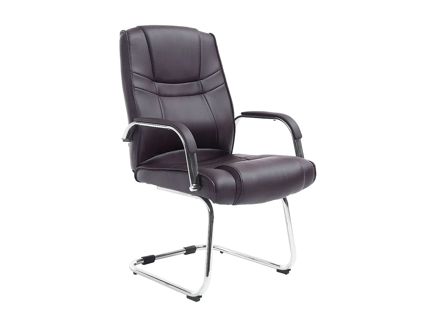 Moderner Freischwinger Stuhl aus Kunstleder in Braun mit Metallgestell