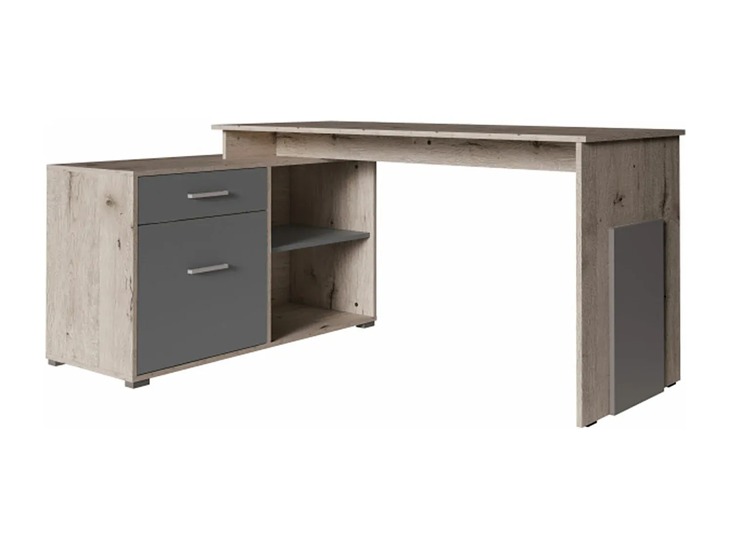 Moderner Eckschreibtisch in Eiche mit Graphit-Akzenten