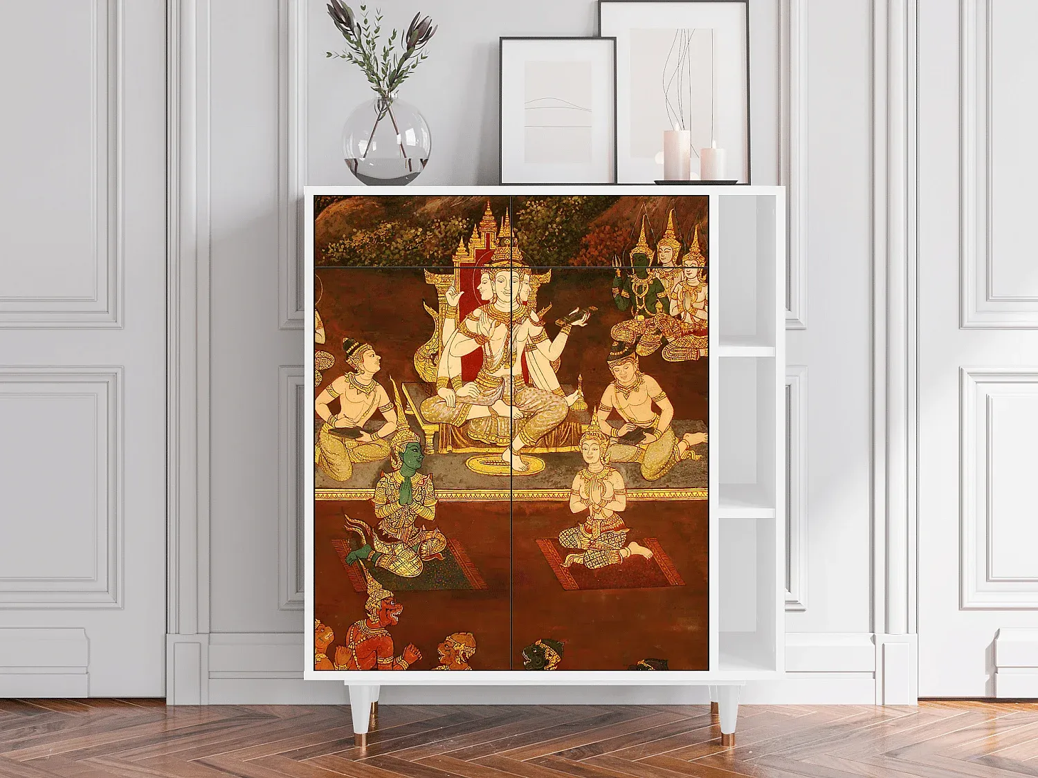 Moderner Schrank mit Stauraum, weiß