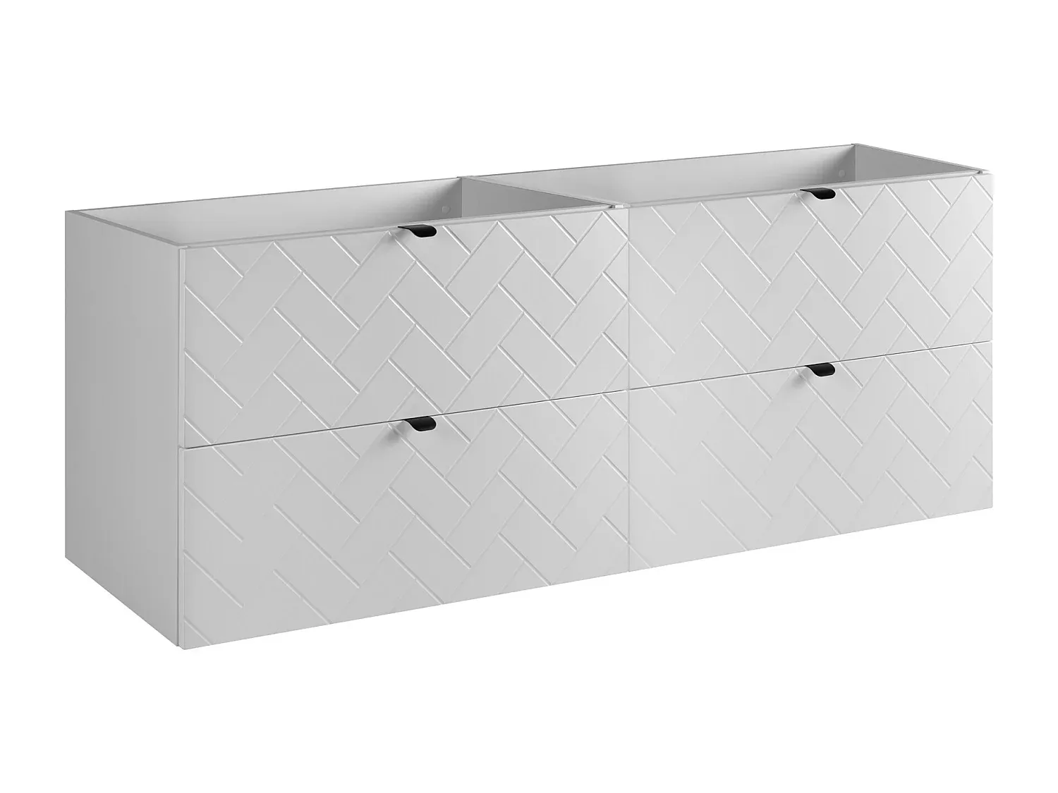 Modernes Badmöbel-Set mit schwarzen Griffen, 160 x 57 x 46 cm, mattweiß