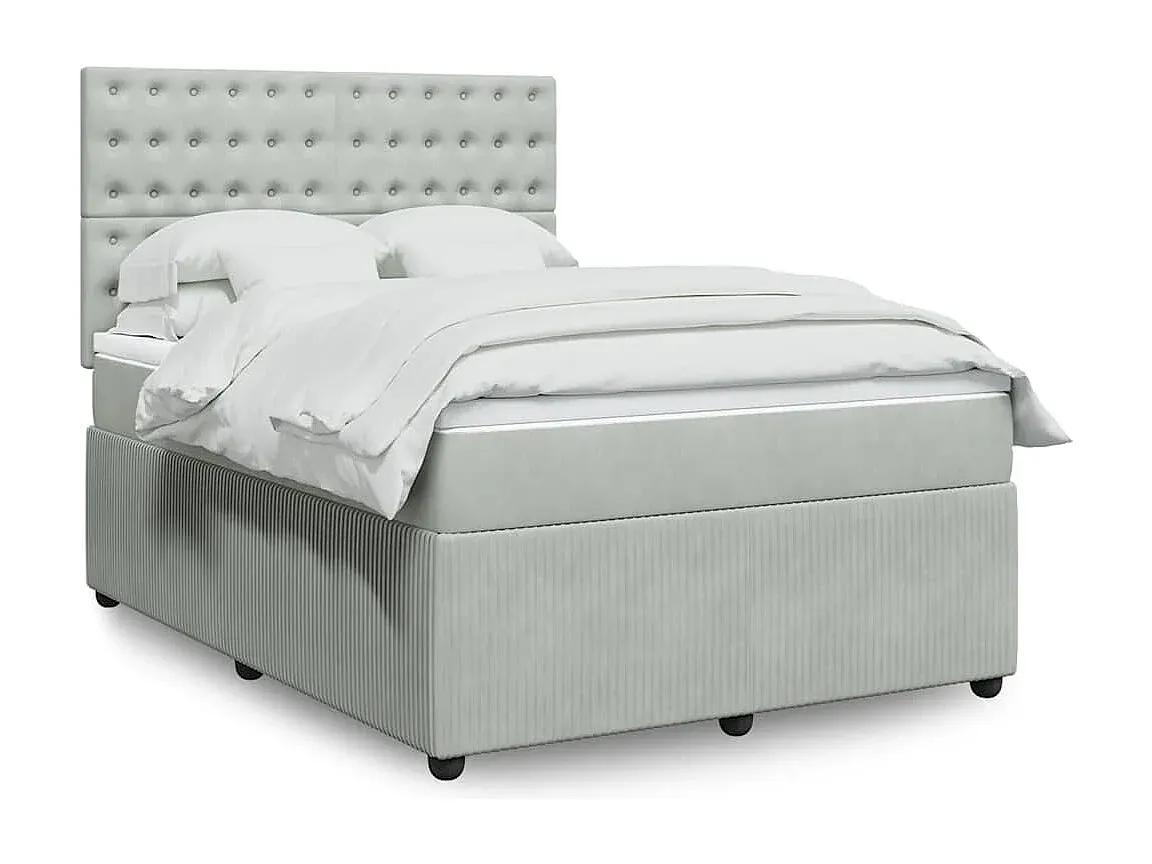Hochwertiges Samt-Polsterbett in Hellgrau, 160x200 cm