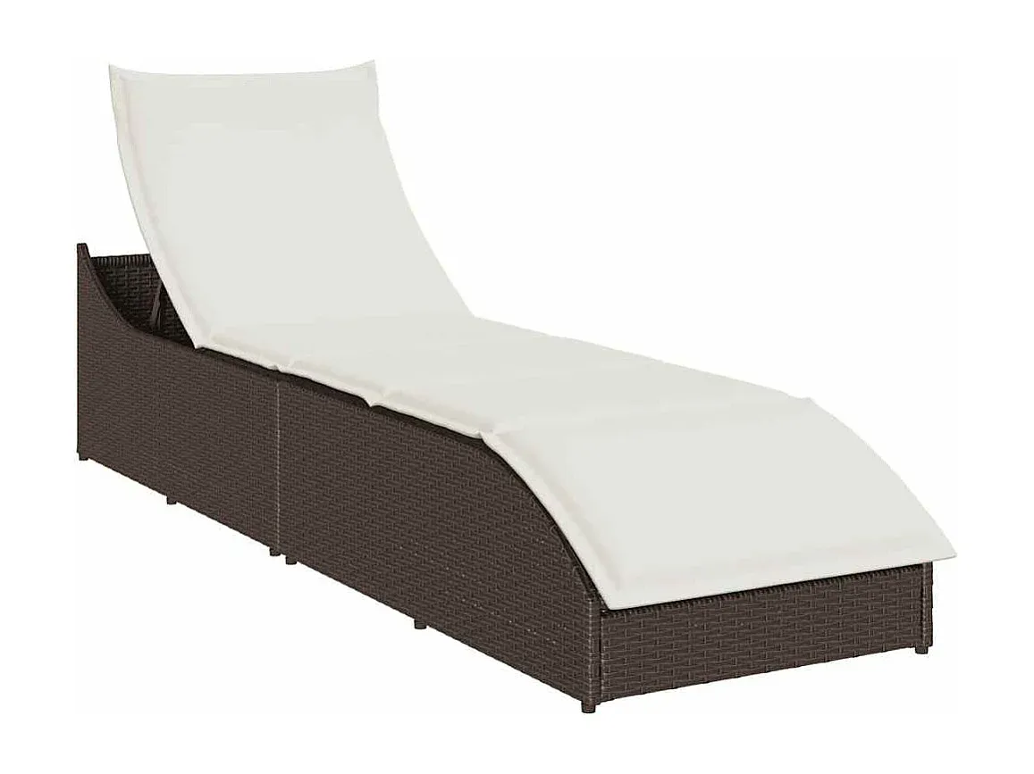 Verstellbare Sonnenliege mit Stauraum aus braunem Polyrattan