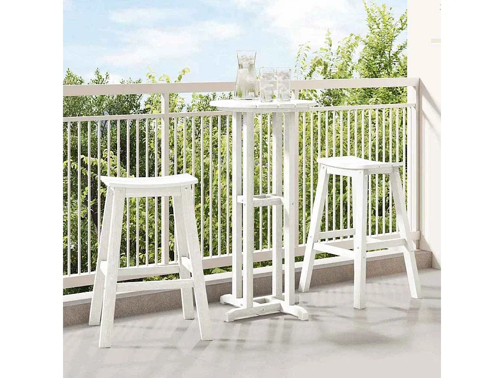 3-teilige Garten-Bar-Set in Weiß aus HDPE