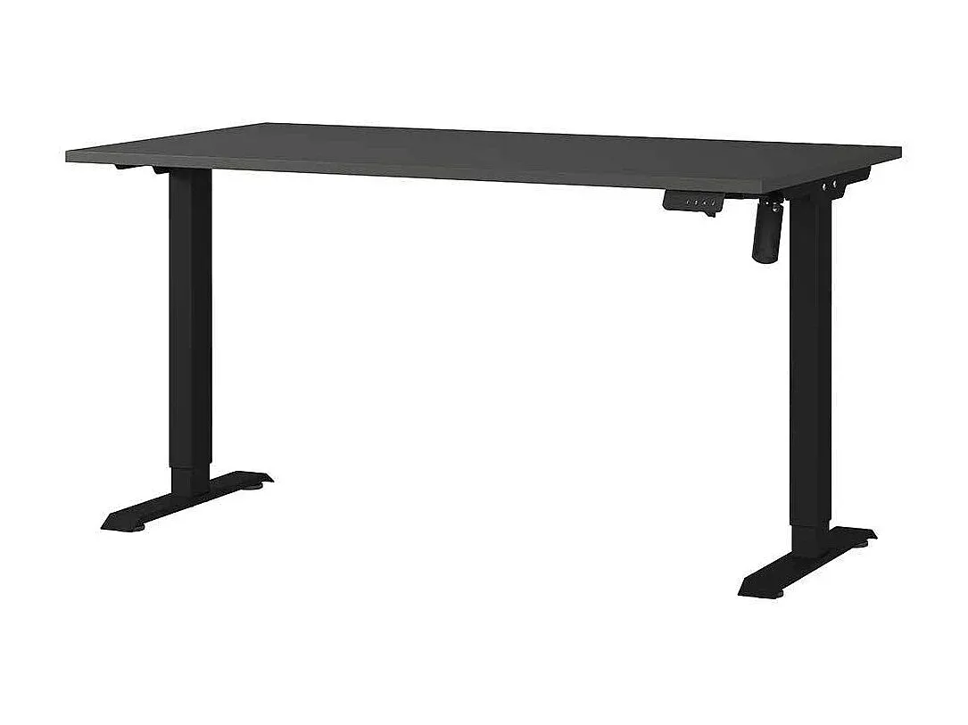 Höhenverstellbarer Schreibtisch in Schwarz und Grau, 80 cm Tiefe
