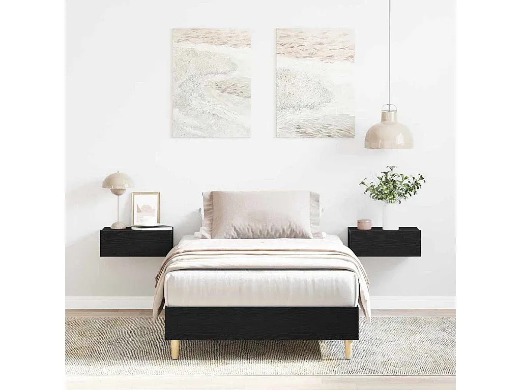 Holzwerkstoff Bettgestell in Schwarz 90 x 190 cm