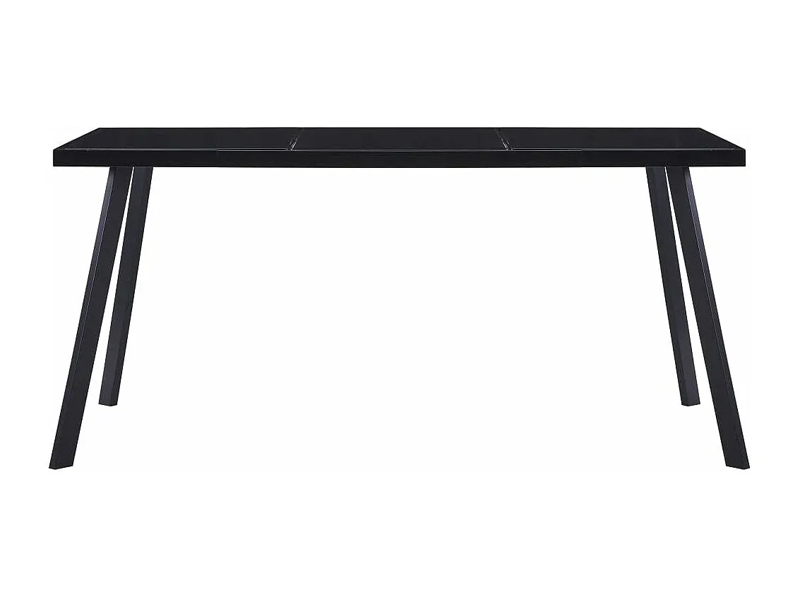 Moderner Esstisch aus Hartglas, schwarz, 180 x 90 x 75 cm