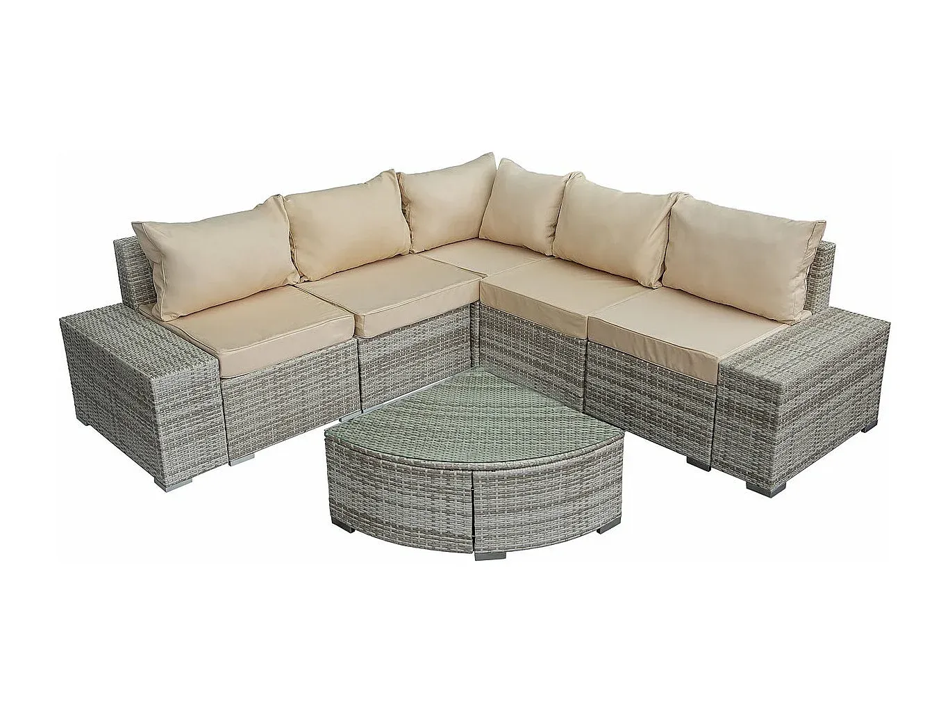 Moderner grauer Polyrattan Gartenmöbel 5-Sitzer