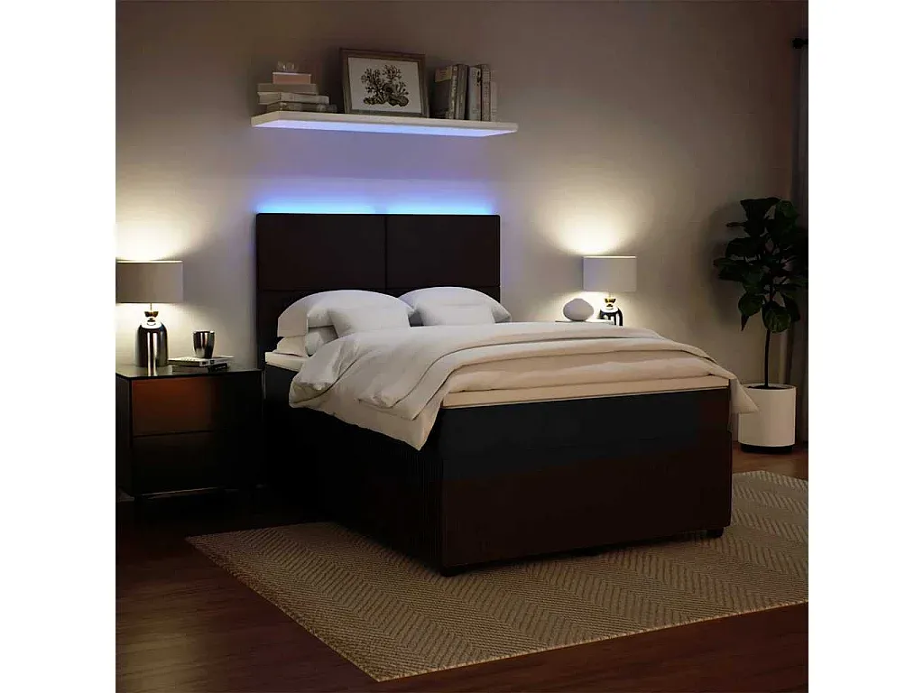 Elegantes Samt-Polsterbett 140x190 cm in Schwarz