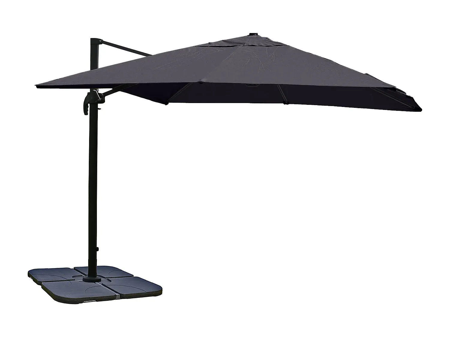 Quadratischer Sonnenschirm 3,5x3,5m verstellbar, Anthrazit