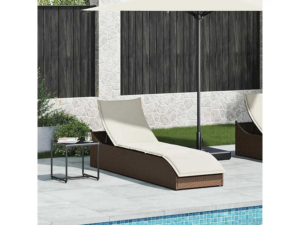 Verstellbare Sonnenliege mit Stauraum aus braunem Polyrattan
