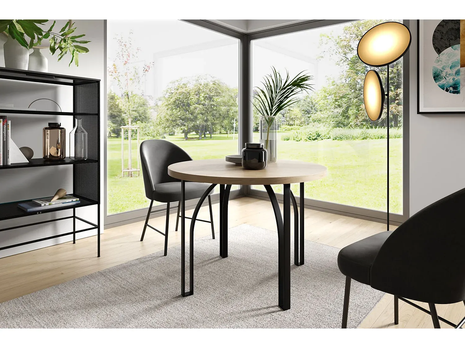 Moderner Ausziehbarer Esstisch in Weiß/Schwarz 120-196 cm