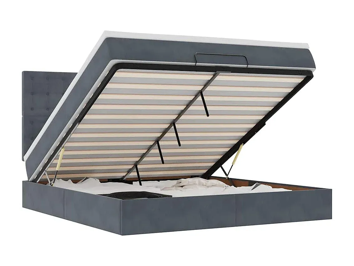 Elegantes Polsterbett mit Stauraum 160x200 cm Samt Dunkelgrau