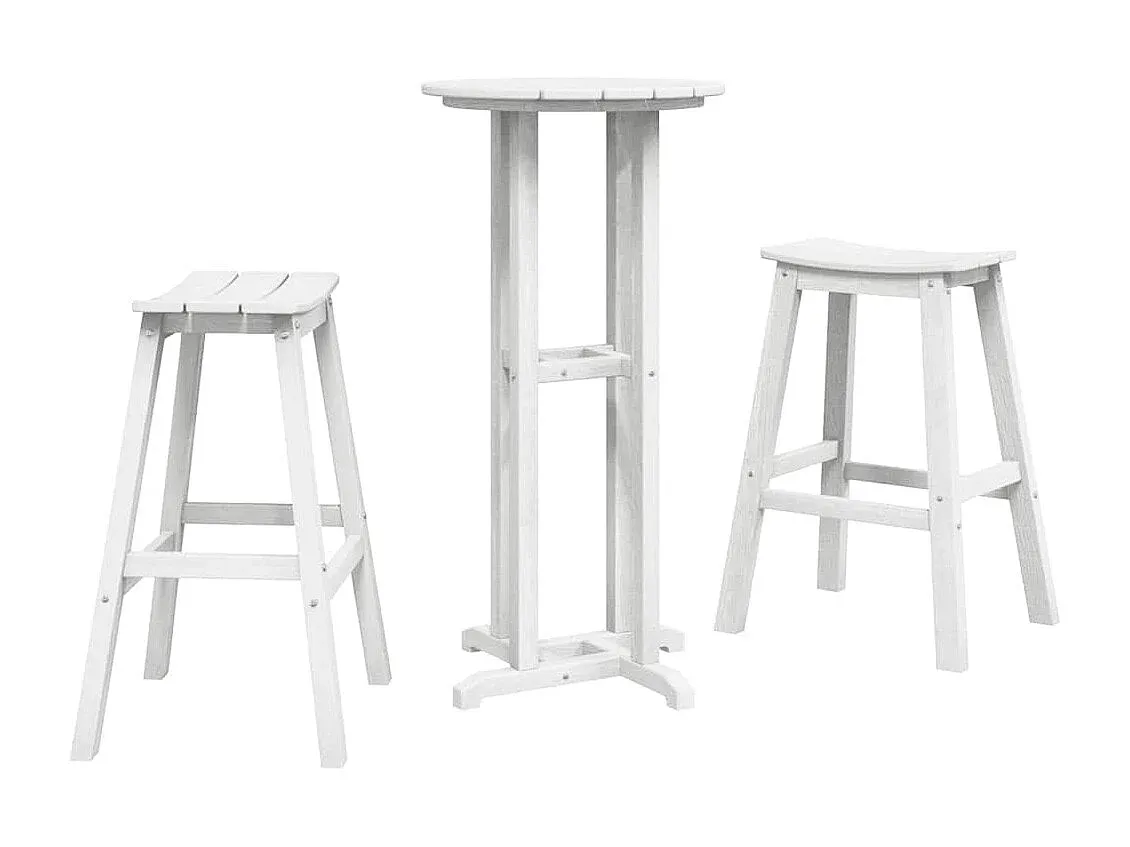 3-teilige Garten-Bar-Set in Weiß aus HDPE