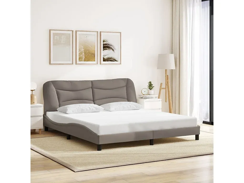 Modernes LED-Bettgestell aus Stoff 180x200 cm, Taupe