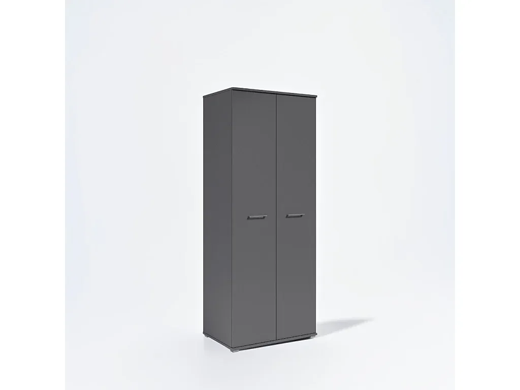 Zweitüriger Kleiderschrank mit Regalen und Kleiderstange, 80x200 cm, Anthrazit