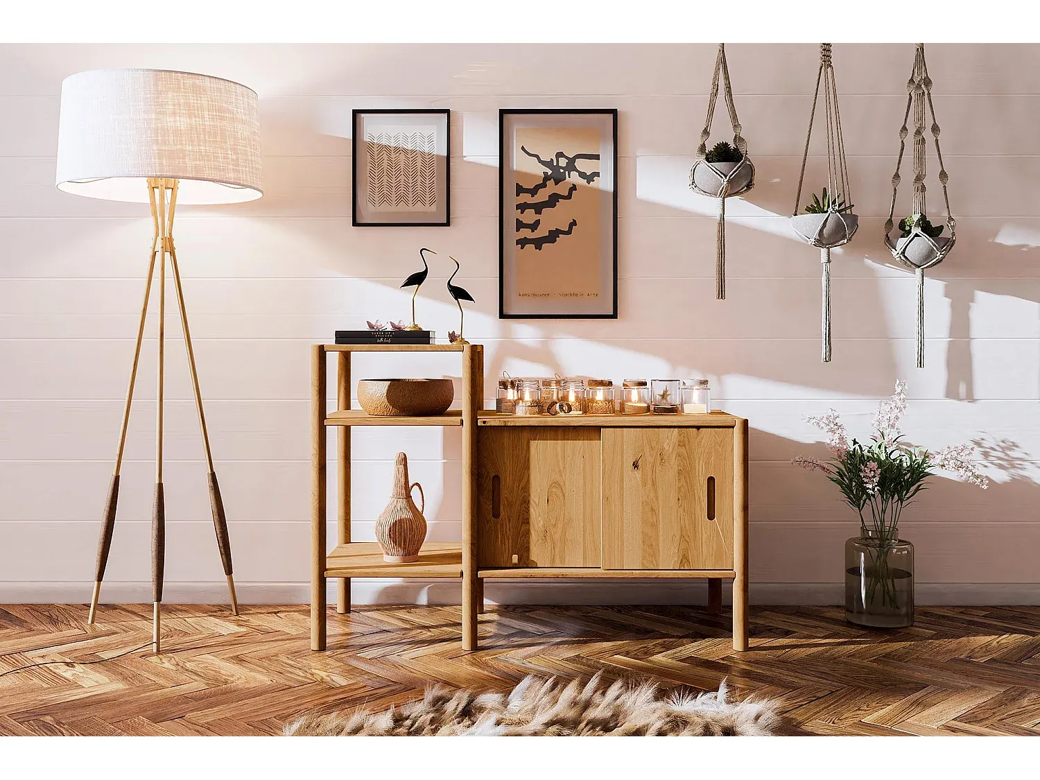 Massivholzregal aus Wildeiche, naturgeölt