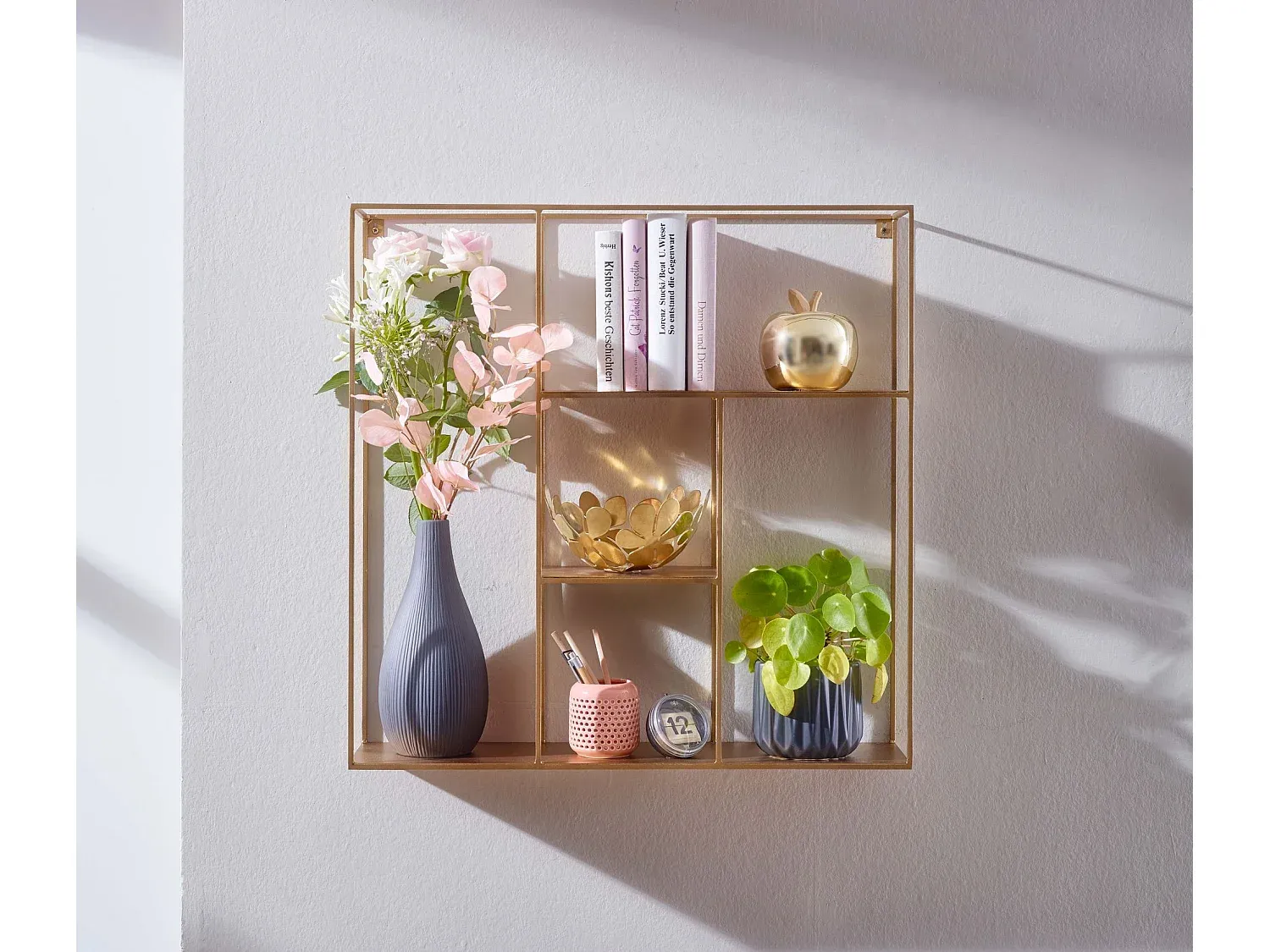 Metall-Wandregal Gold 68x68x17cm