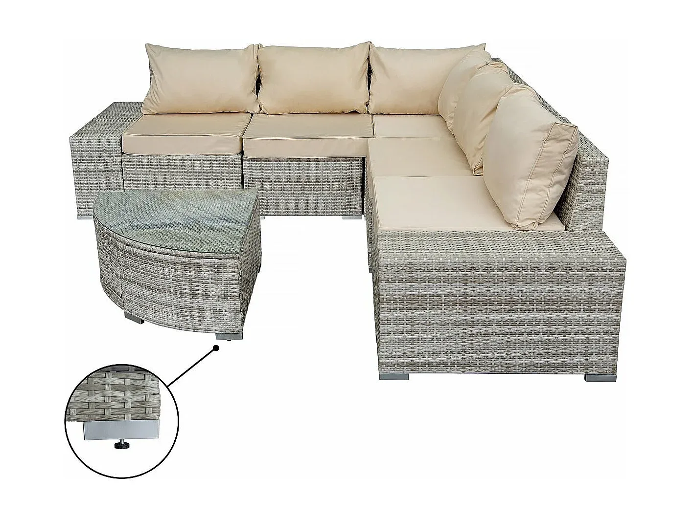 Moderner grauer Polyrattan Gartenmöbel 5-Sitzer