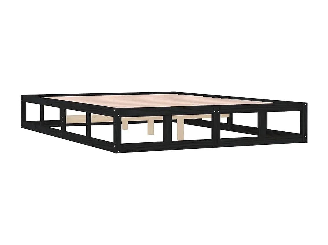 Elegantes Holzbett in Schwarz 120x190 cm