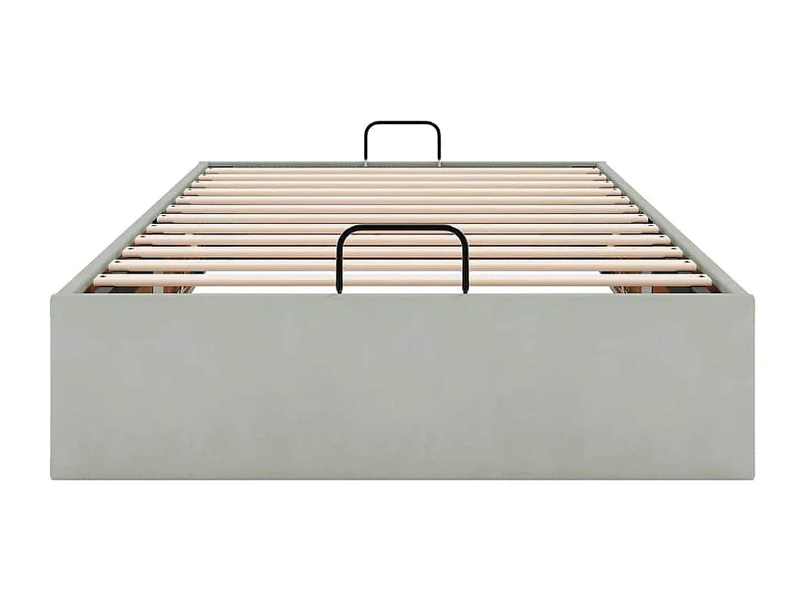 Stauraumbett ohne Matratze, Samt, Hellgrau, 100x200 cm